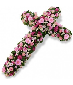 CROIX DE FLEURS DEUIL STAUROS - ENVOYER DES FLEURS