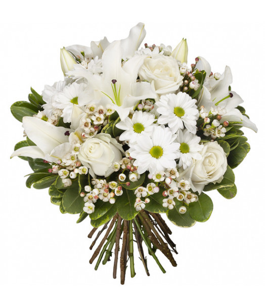 BOUQUET DE FLEURS BLANC ÉLÉGANT - ENVOYER DES FLEURS BOUQUET DE FLEURS BLANC ÉLÉGANT - ENVOYER DES FLEURS
